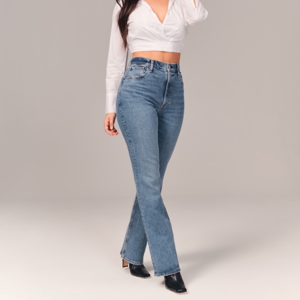 Abercrombie The 70s Vintage Flare Ultra High Rise size 27 Curve Love